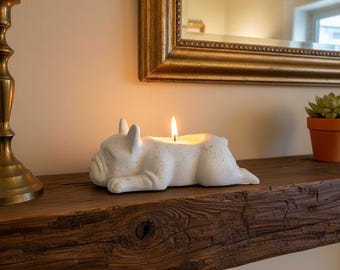 White French Bulldogge resin tea light candle 1.4" x 2" x 3.9" Scent of your choice