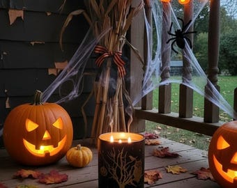 Black Frosted Laser-etched Halloween theme candle