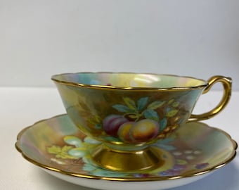 vintage hammersley fruit pattern tea cup and saucer