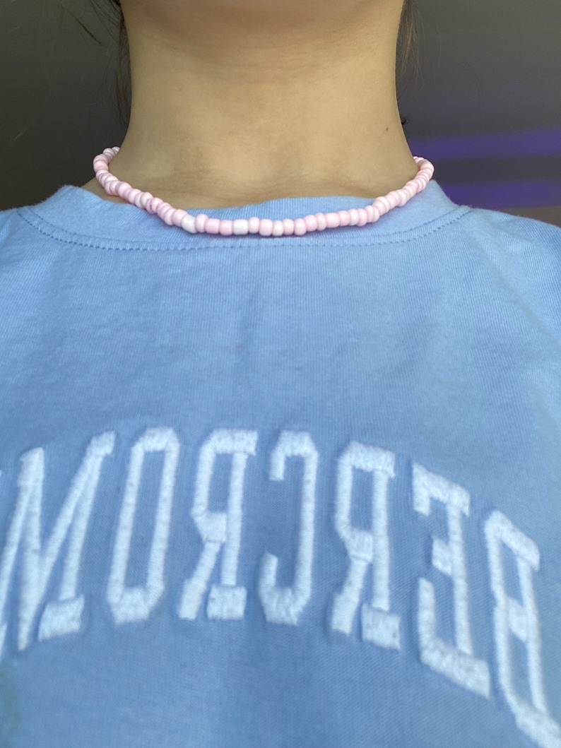 Pink Seed Bead Necklace Etsy