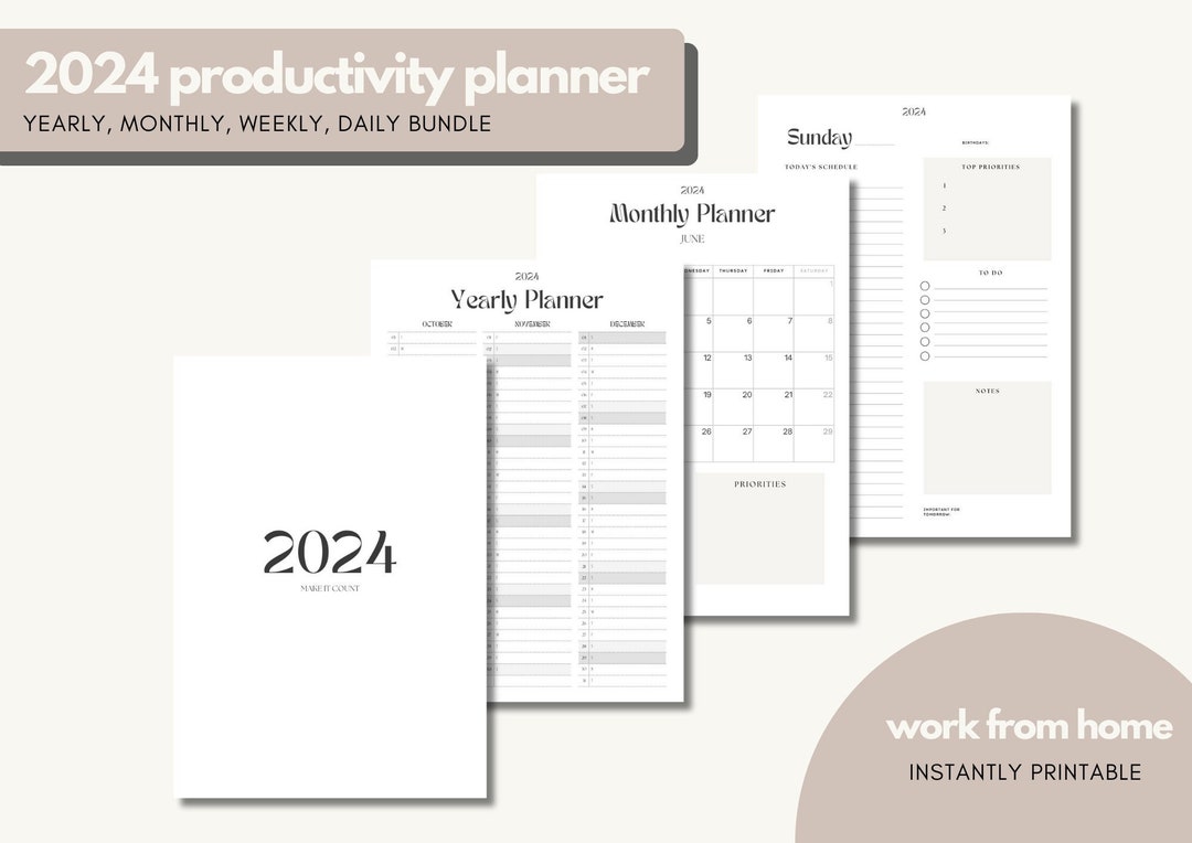 2024 Elegant Digital Planner Bundle Productivity Planner, ADHD Planner ...