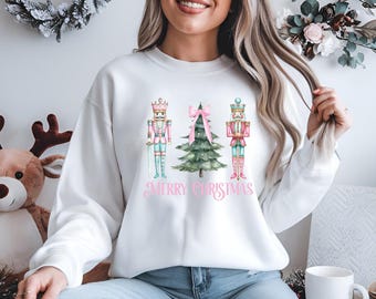 Weihnachten Nussknacker PNG, Kokette grüne Millennial Weihnachten Png, Rosa Weihnachten PNG, Adrette Weihnachten, Aquarell Weihnachtsbaum PNG,