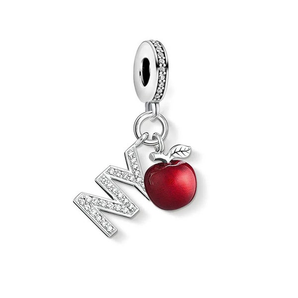 Breloque grosse pomme New York, breloque pendante NY USA, convient à un bracelet de style européen, breloque collier, 100 % argent sterling et cz