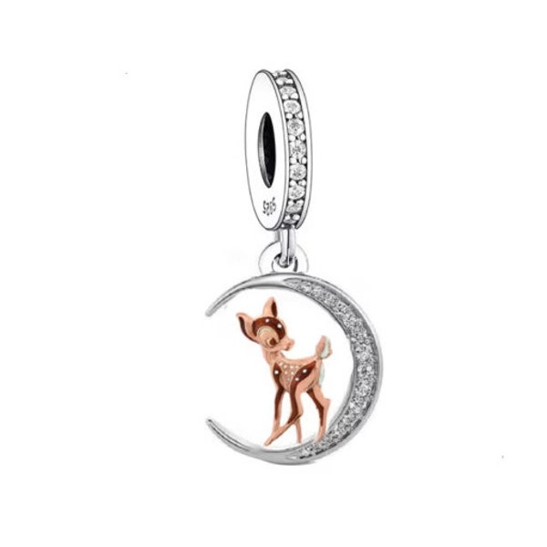 Breloque cerf Bambi pour bracelet de style européen, collier à breloques, 100 % argent sterling et cz