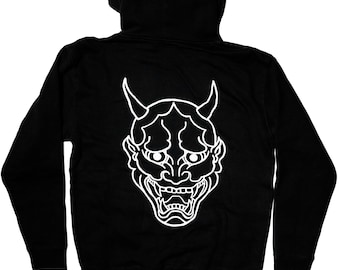 QC HEAVYWEIGHT HOODY Hannya / Japanese Oni Demon Sweatshirt