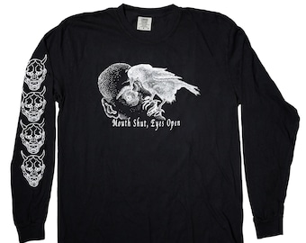 QUIET CAM 'Mouth Shut, Eyes Open' Long-Sleeve T-Shirt and Sleeve Hannya Prints
