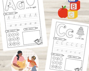 50 Printable Uppercase and Lowercase Alphabet Tracing Worksheets. Preschool-Kindergarten Handwriting. Letter Tracing Worksheets. 8.5x11"