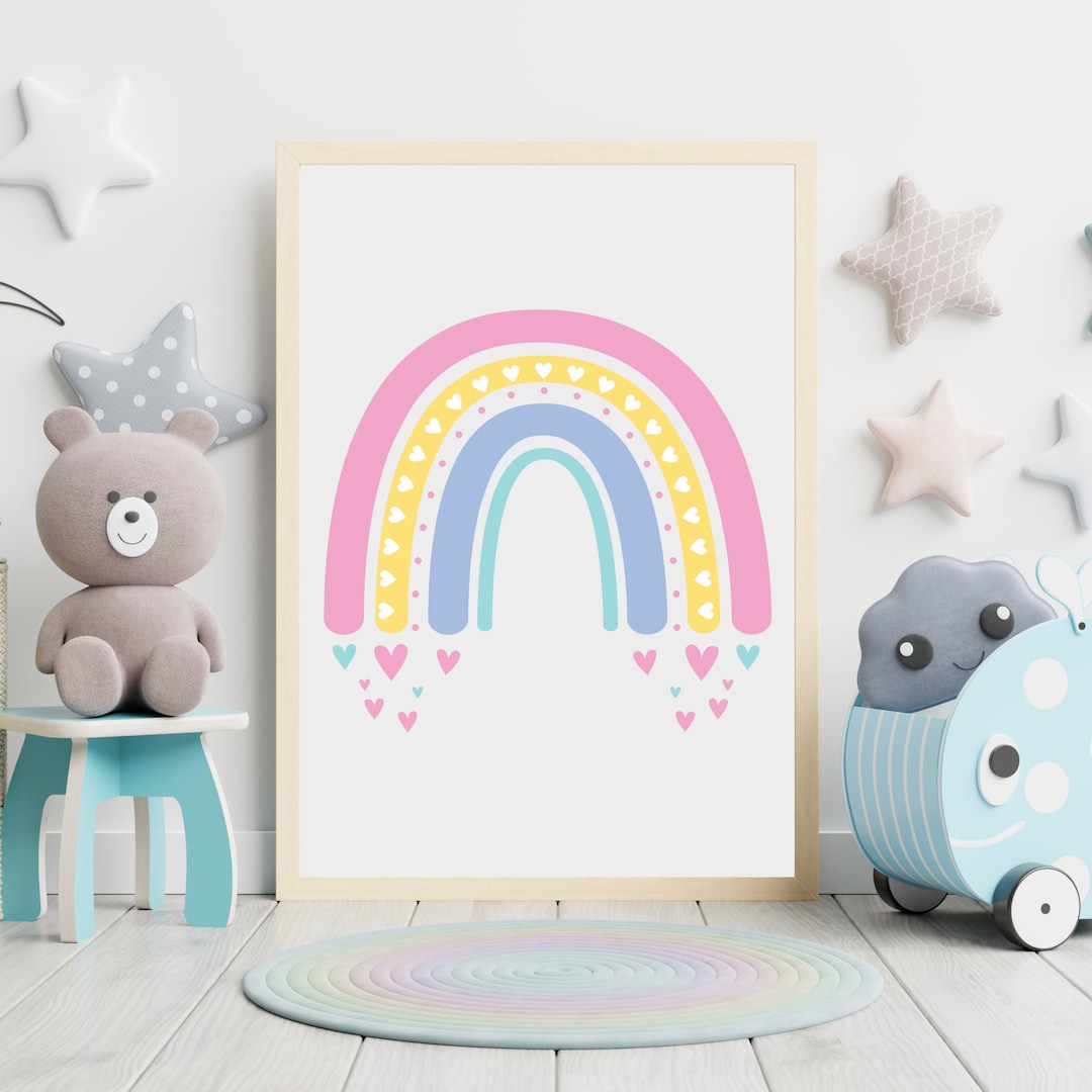 Rainbow Wall Art, Rainbow Nursery Decor, PRINTABLE Wall Art, Colorful ...