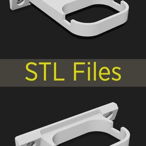 Puede incluir: Dos soportes blancos impresos en 3D, uno etiquetado como "e120 Extended" y el otro como "e120 Flush". También está presente el texto "STL Files". Los soportes tienen un diseño curvo con orificios de montaje.