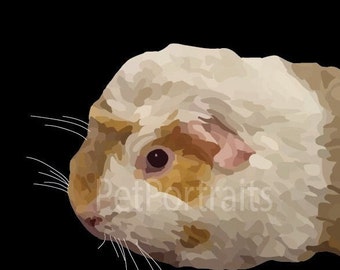 Retrato personalizado de mascota - Conejillo de Indias - Copia digital