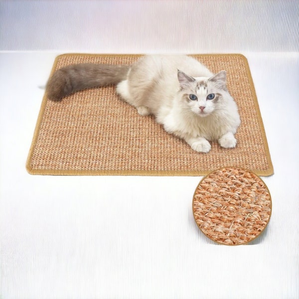 Natural Sisal Cat Scratching Mat, Large 23.6 x 15.7 Inch - Horizontal Cat Floor Scratcher