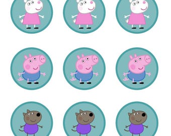 15 x Edible Peppa Pig Cake Toppers