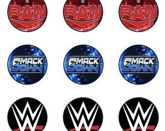 15 x Edible WWE Logos Cake Toppers - 5cm