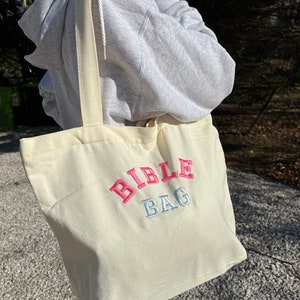 Canvas Bibel Tasche | Gestickte Bibel-Einkaufstasche Christliche Stiftstasche Lebendige Damentasche