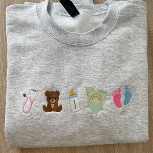 Embroidered NICU Nurse Sweatshirt | PEDS Baby Icons, Nurse Gift