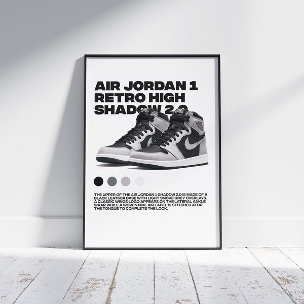 Hypebeast Air Jordan 1 Retro High Shadow 2.0 Minimalistic Wall Poster | Printable Sneaker Art for Home Deco
