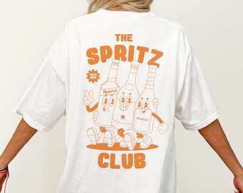 Aperol Spritz Club | T-shirt unisexe | Cocktail | Martini expresso | T-shirt rétro surdimensionné | Esthétique | Vin | Tendance de l'an 2000