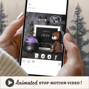 October Halloween Pregnancy Announcement, Digital Baby Brewing, Social Media Video Reveal, Smell a Child, Editable Fall Instant Download
