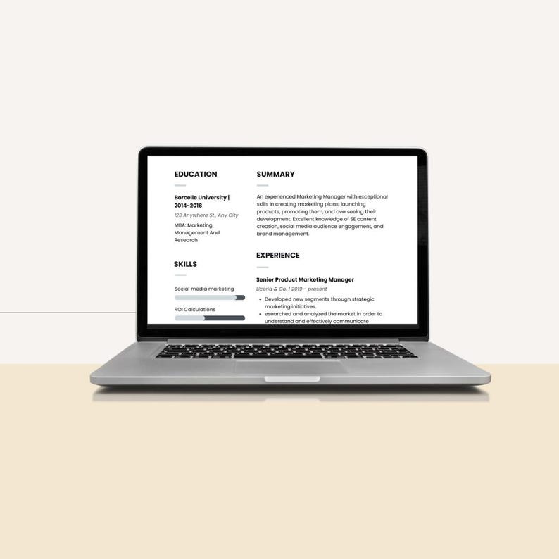 Editable Resume Template, Sleek and Customizable Resume Template Stand ...