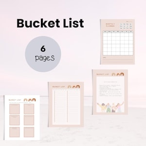 Planificador de lista de deseos / Lista de deseos / Vivir sin remordimientos / PDF rosa y beige (tamaño carta de EE. UU.) / Metas anuales