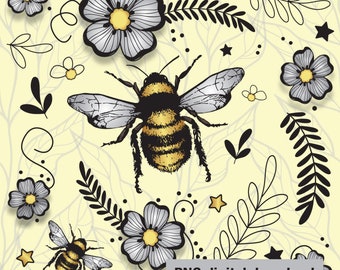 Bumble Bee Fantasia Muster für Print on Demand