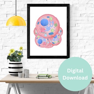Watercolor Cell Biology Digital Wall Art Print