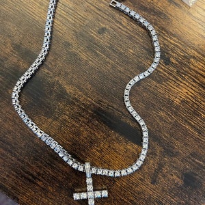 Opium Silver Cross Necklace Pendant, Y2K Cross Chain Men