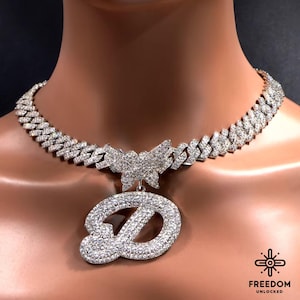 Collar personalizado con inicial brillante: colgante de diamantes de imitación, collar con monograma personalizado, regalo único para cumpleaños y aniversarios