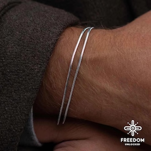 Titanium stalen armband voor heren 1,5 mm - 18 kt goud- en witgoud minimalistische ketting, duurzame sieraden van titaniumlegering