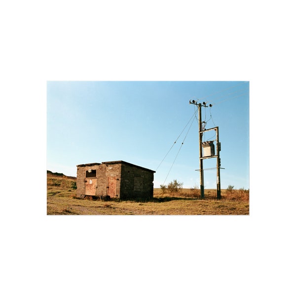 abandoned shed | power pylon | bradwell | peak district | landscape | photography | fine art | wall art | print | film | analog