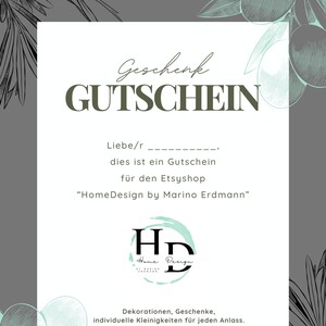Geschenk-Gutschein im Wert von 30 Euro für meinen Etsyshop "HomeDesign", Geschenke für jeden Anlass.