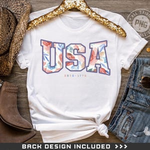 Floral USA Png, USA Watercolor Png, July 4th Png Files, 4th Of July Watercolor Png, Retro American Png, Independence Day Png, Patriotic Png