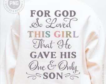 Juan 3:16, Porque de tal manera amó Dios al mundo (PNG), Amado (PNG), Versículo bíblico (PNG), Sublimación cristiana (PNG), Regalo para mujer cristiana, Descarga digital