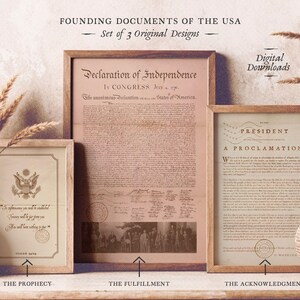 Founding Documents Wall Art I Prediction, Declaration, Proclamation I Christian July 4th I Antique USA Prints I High Resolution Downloads