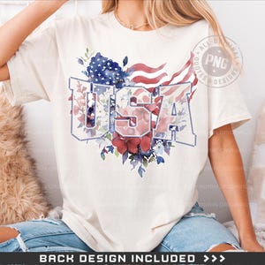Floral USA Png, USA Watercolor Png, July 4th Png Files, 4th Of July Watercolor Png, Retro American Png, Independence Day Png, Patriotic Png