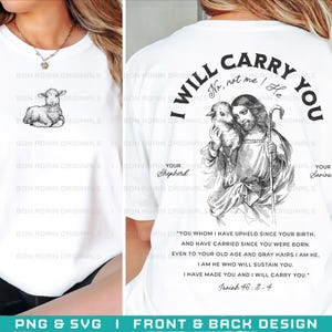 I Will Carry You, Good Shepherd, Jesus With Lamb, Jesus Png Sublimation, Christian Png Svg, Bible Verse Png, Isaiah 46:3-4, Baptism Gift