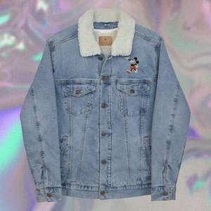 Embroidered Vintage Mickey Denim Jacket - Classic Disney Character Jean Jacket