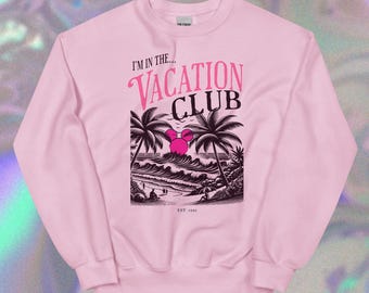 Disney Vacation Club Tropical Paradise Pink Graphic Print Crewneck - DVC Member Sweatshirt