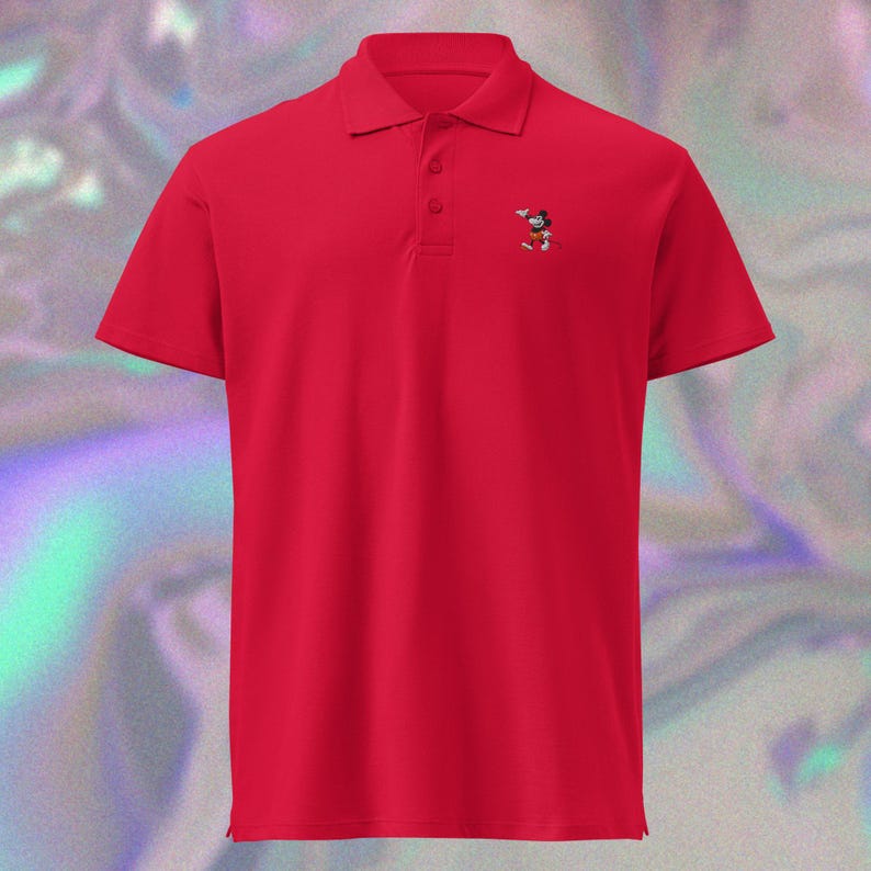 Embroidered Vintage Mickey Premium Pique Polo- Classic Disney Character Polo