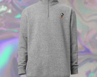 Embroidered Vintage Mickey Fleece Pullover - Classic Disney Character Sweater