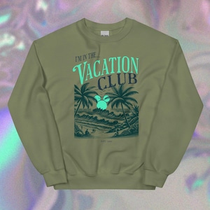 Disney Vacation Club Tropical Paradise Green Graphic Print Crewneck - DVC Member Sweatshirt