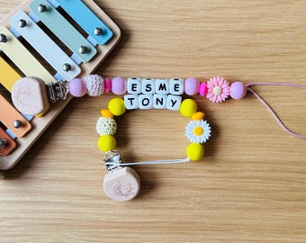 Personalized Handmade Pacifier Clip - Custom Soother Holder, Newborn Baby Shower Gift, Baby Binky Clip, Safe and Stylish Accessory