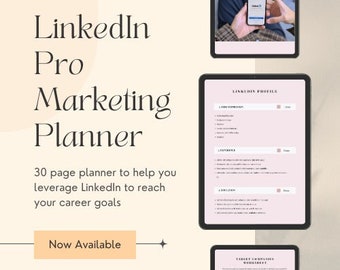 LinkedIn Planner Digital | Printable LinkedIn Job Strategy | Networking Planner | LinkedIn Marketing Planner | LinkedIn Content Planner A4
