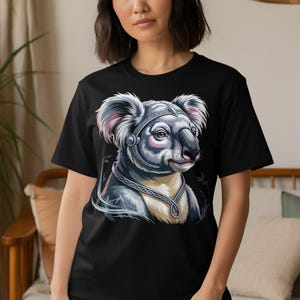 Koala Art Print T-Shirt, Detailed Koala Design Tshirt, Australian Animal Shirt, Nature Lovers Tee, Stylish Unique Koala Top