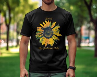 Vintage Sunflower T-Shirt, Kansas The Sunflower State Graphic Tee, Retro Style Botanical Shirt