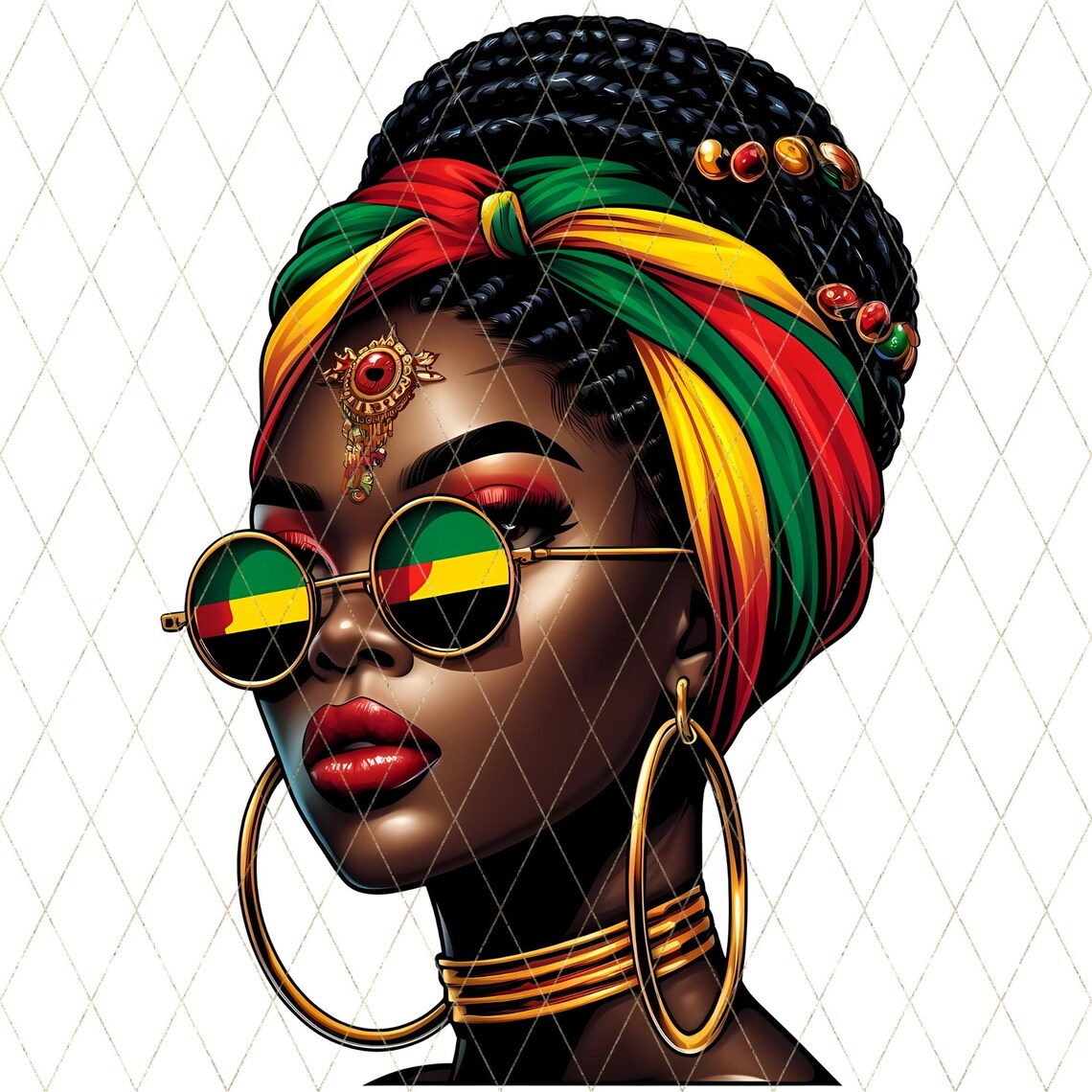 Rasta Woman PNG, Afrocentric Sublimation Clipart, Reggae Queen DTF ...