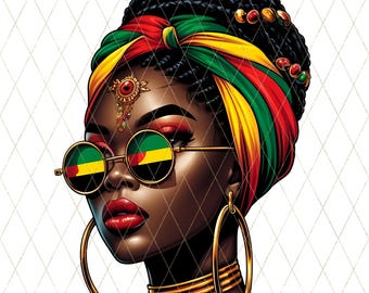 Rasta Woman PNG, Afrocentric Sublimation Clipart, Reggae Queen DTF Transfer, Melanin Rasta Girl, African Headwrap Shirt Design