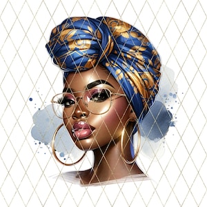 Black Girl Digital Art PNG, African American Woman Clipart, Melanin Queen Sublimation Design, Afrocentric digital art, DTF Transfer Design