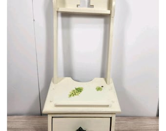 Vintage Wood Wall Mount Writing Shelf Wall Phone Stand / Desk Caddy Charge Stand