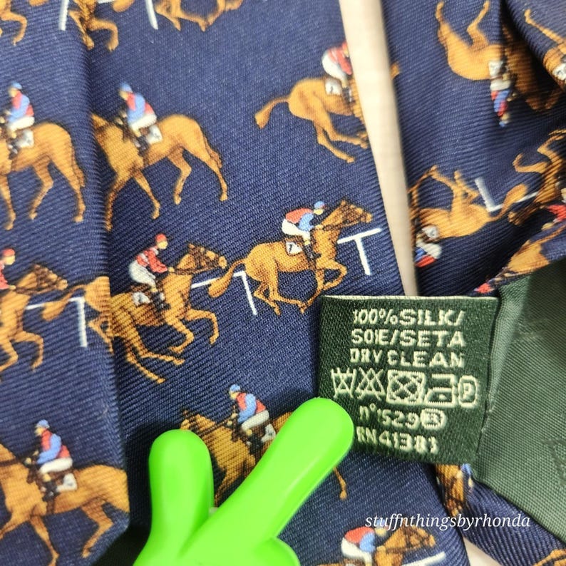 Vintage Derby Polo Ralph Lauren Tie Horse Racing Motif 100% Silk 58"x3" image 5